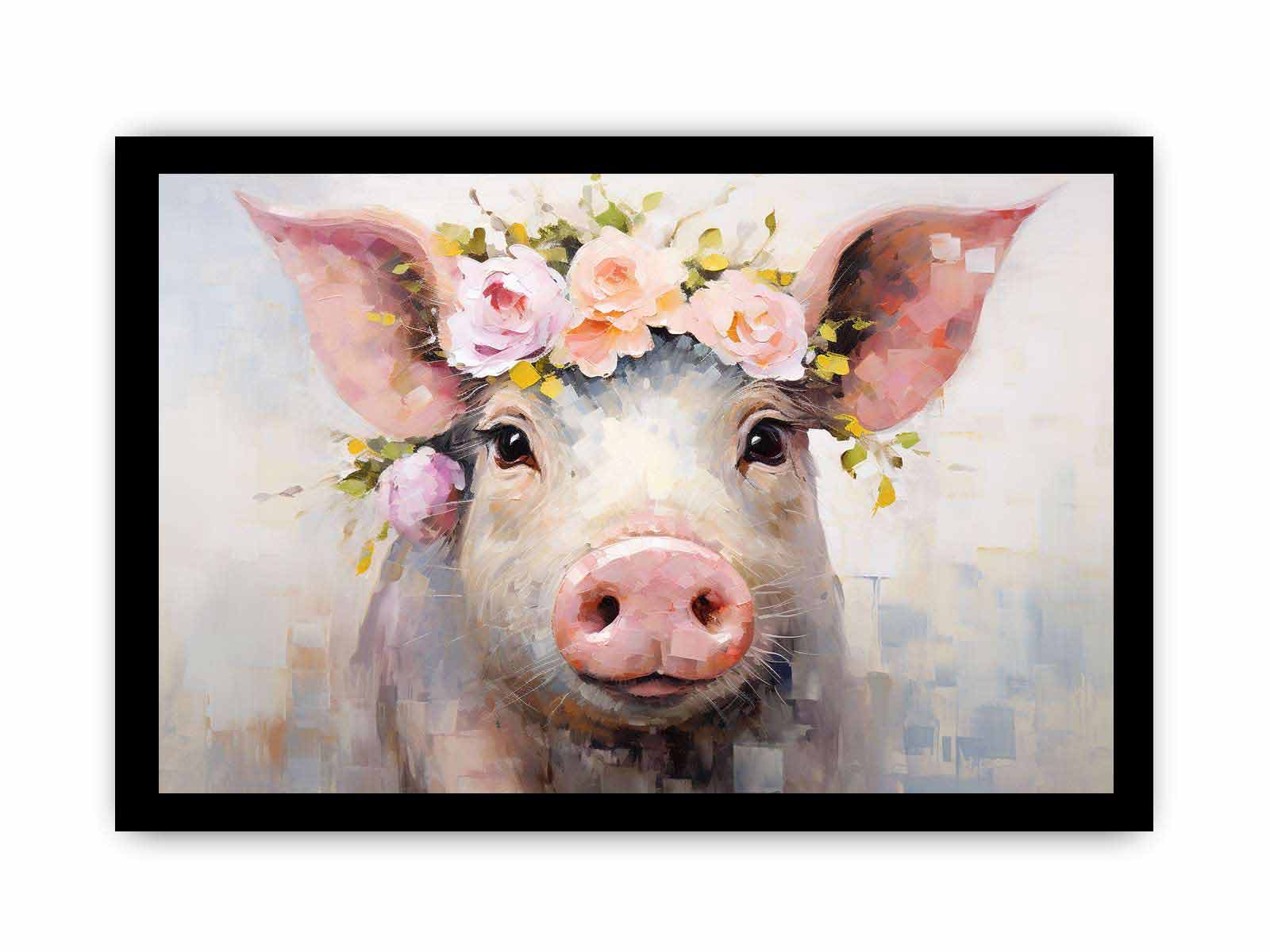 Pig Flower Modern Art Painting Canvas Art Print-7