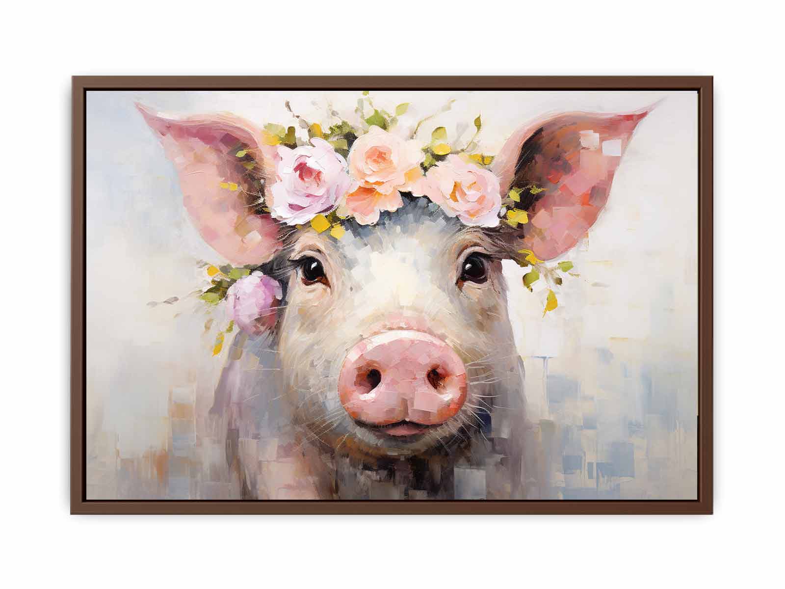 Pig Flower Modern Art Painting Canvas Art Print-6