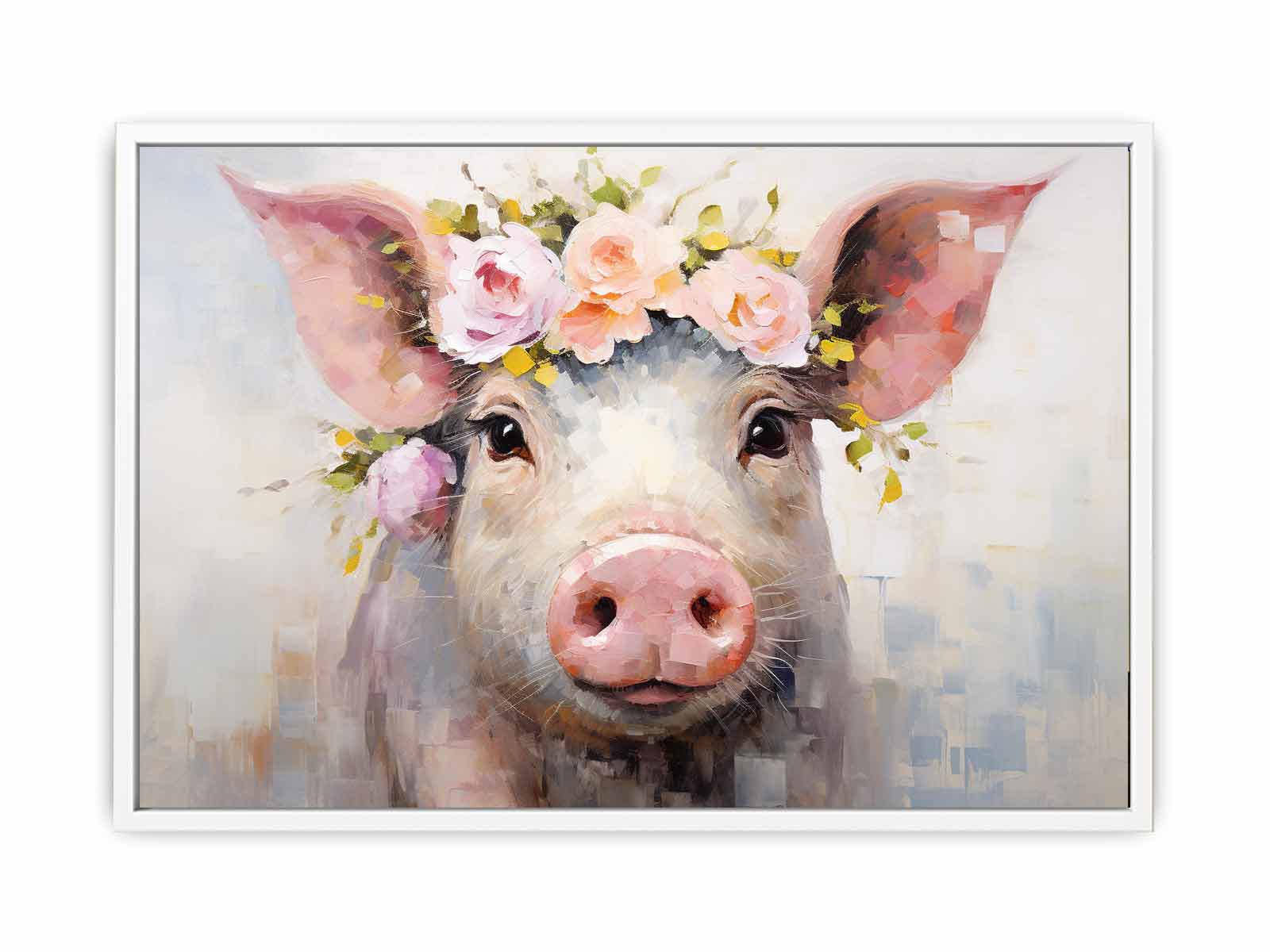 Pig Flower Modern Art Painting Canvas Art Print-5