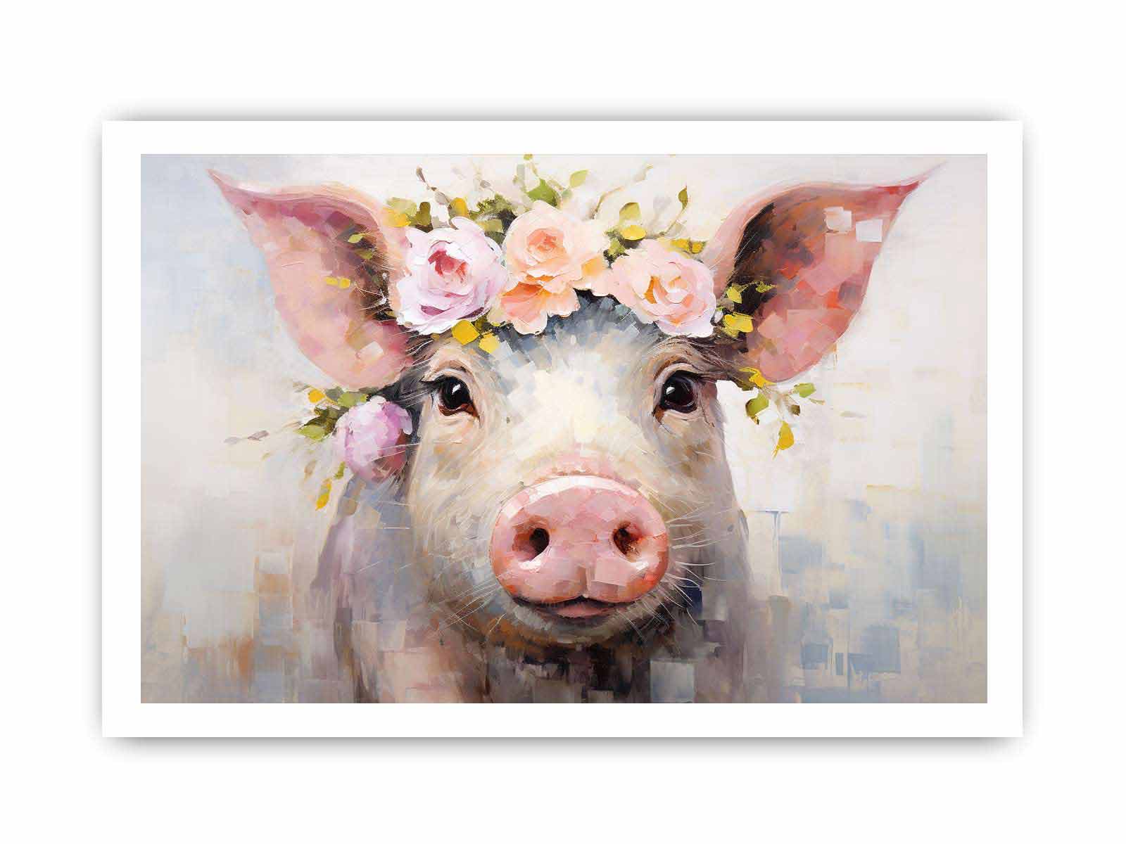 Pig Flower Modern Art Painting Canvas Art Print-8