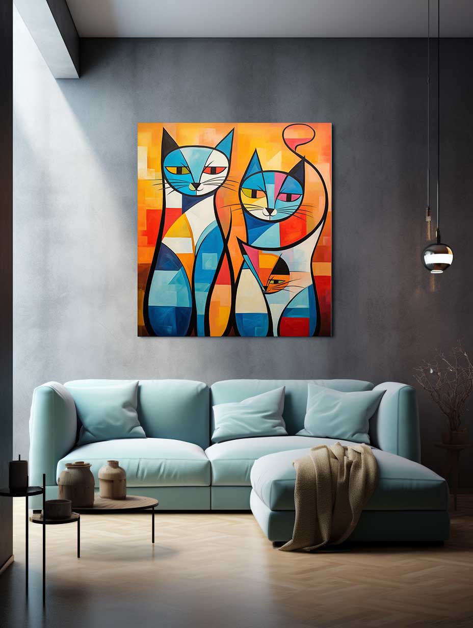 Cats Modern Art Canvas Art Print-1