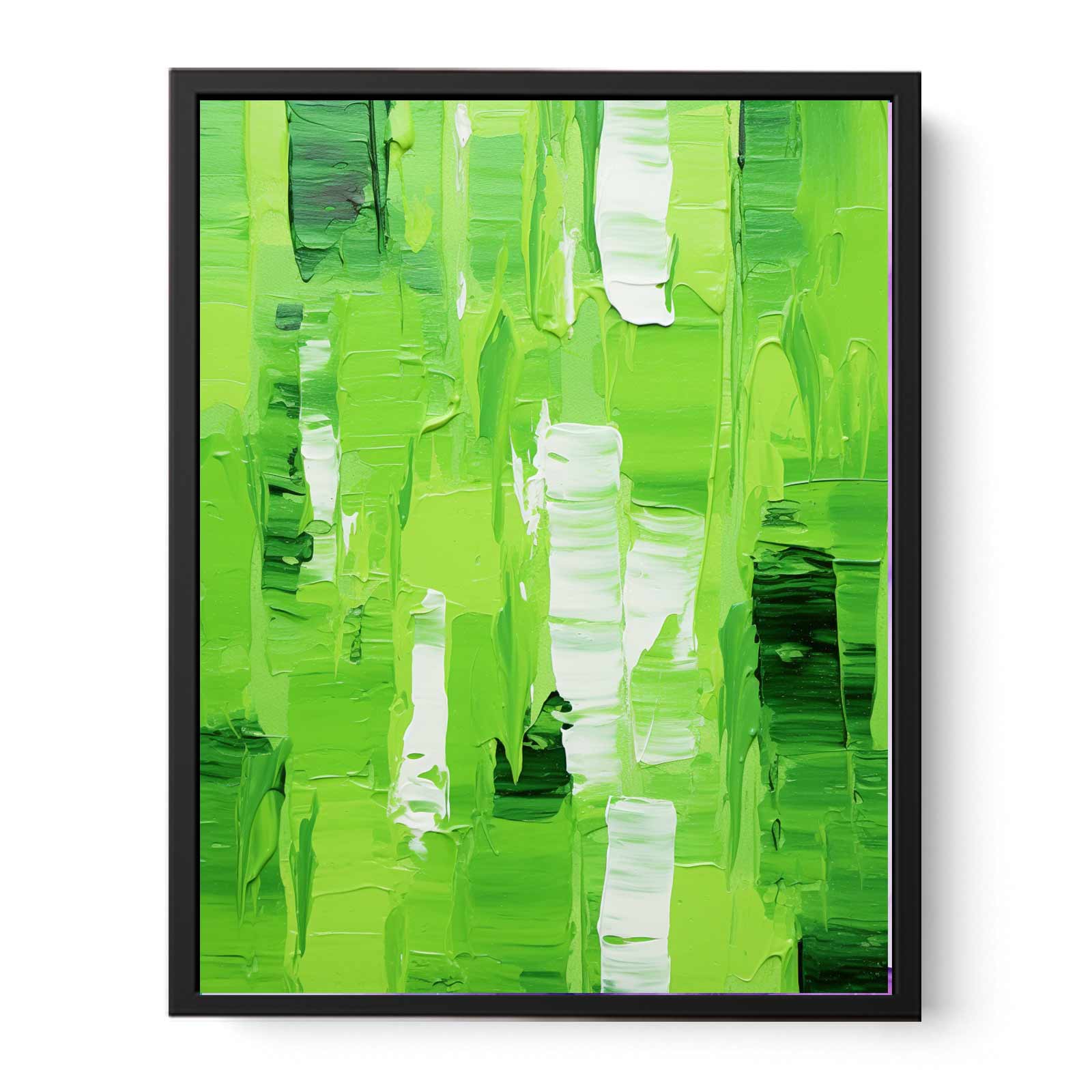 Abstract Green palette knife painting-4