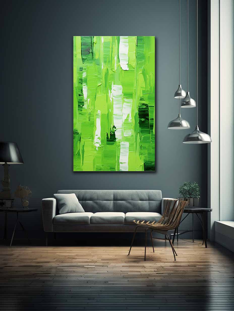 Abstract Green palette knife painting-1