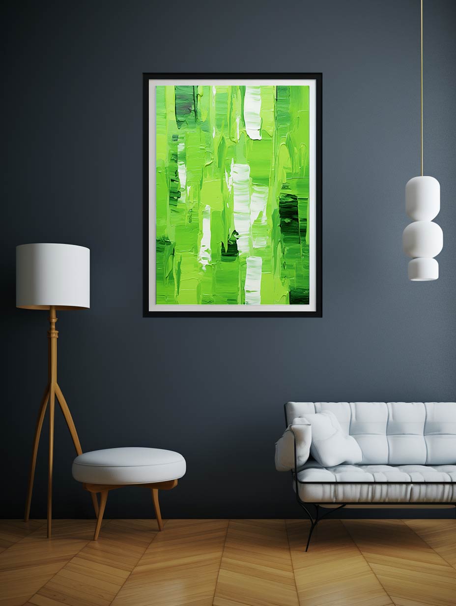 Abstract Green palette knife painting-2