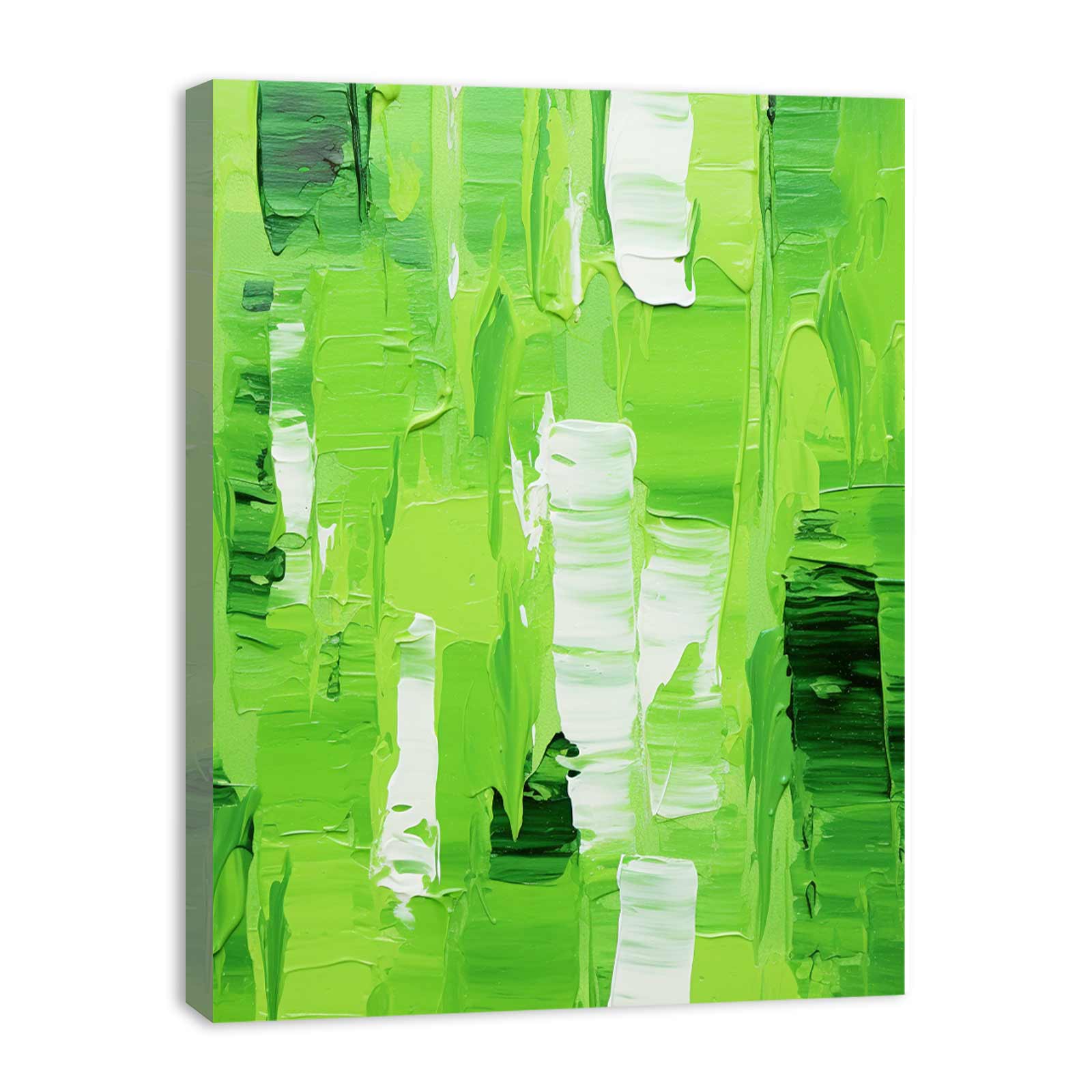 Abstract Green palette knife painting-3