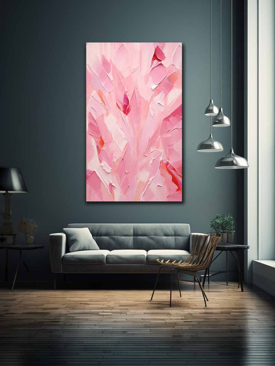 Pink Abstract palette knife painting-1