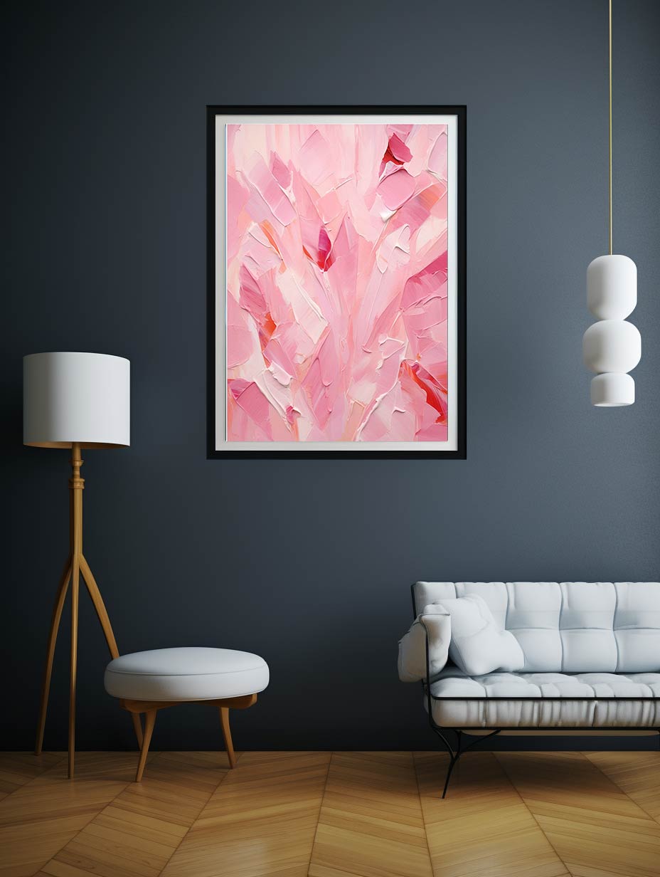 Pink Abstract palette knife painting-2