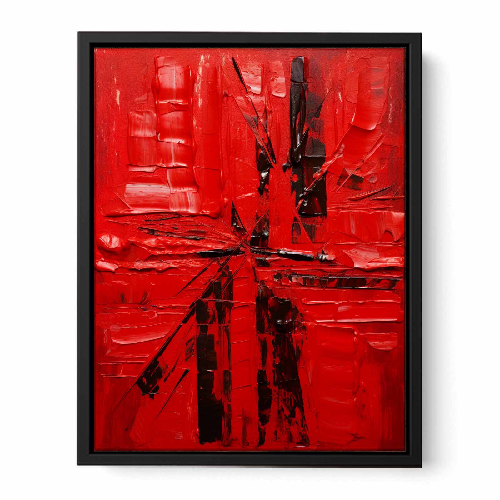 Knife Red Abstract Art palette knife painting-4