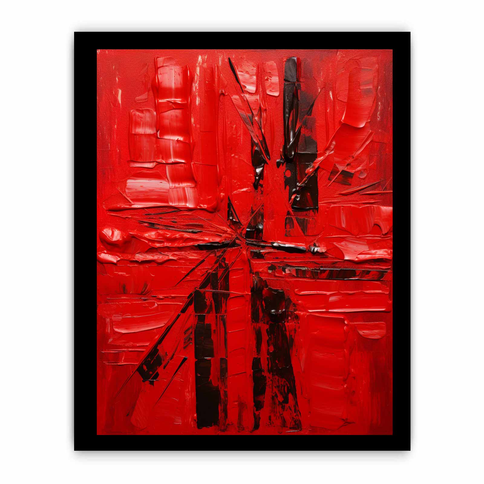 Knife Red Abstract Art palette knife painting-7