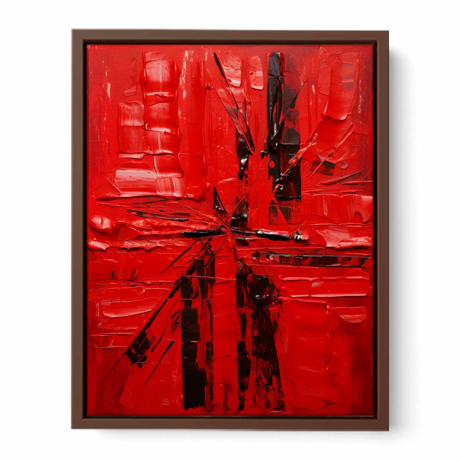 Knife Red Abstract Art palette knife painting-6