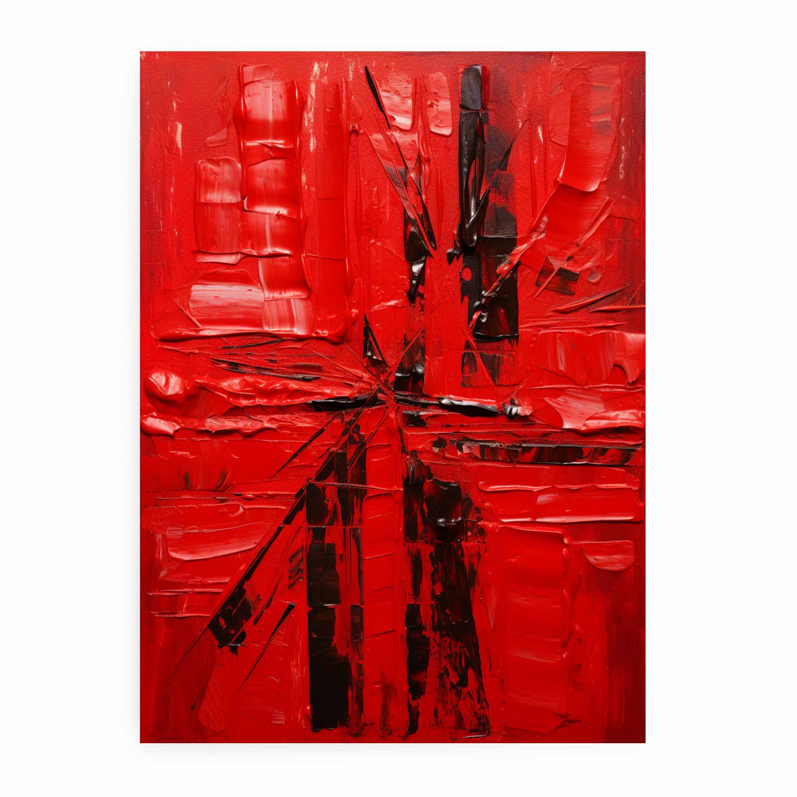 Knife Red Abstract Art palette knife painting-0