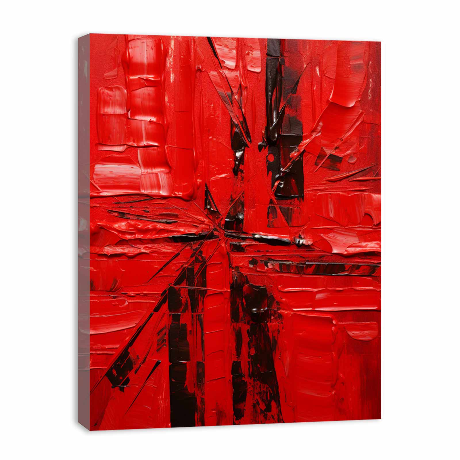Knife Red Abstract Art palette knife painting-3