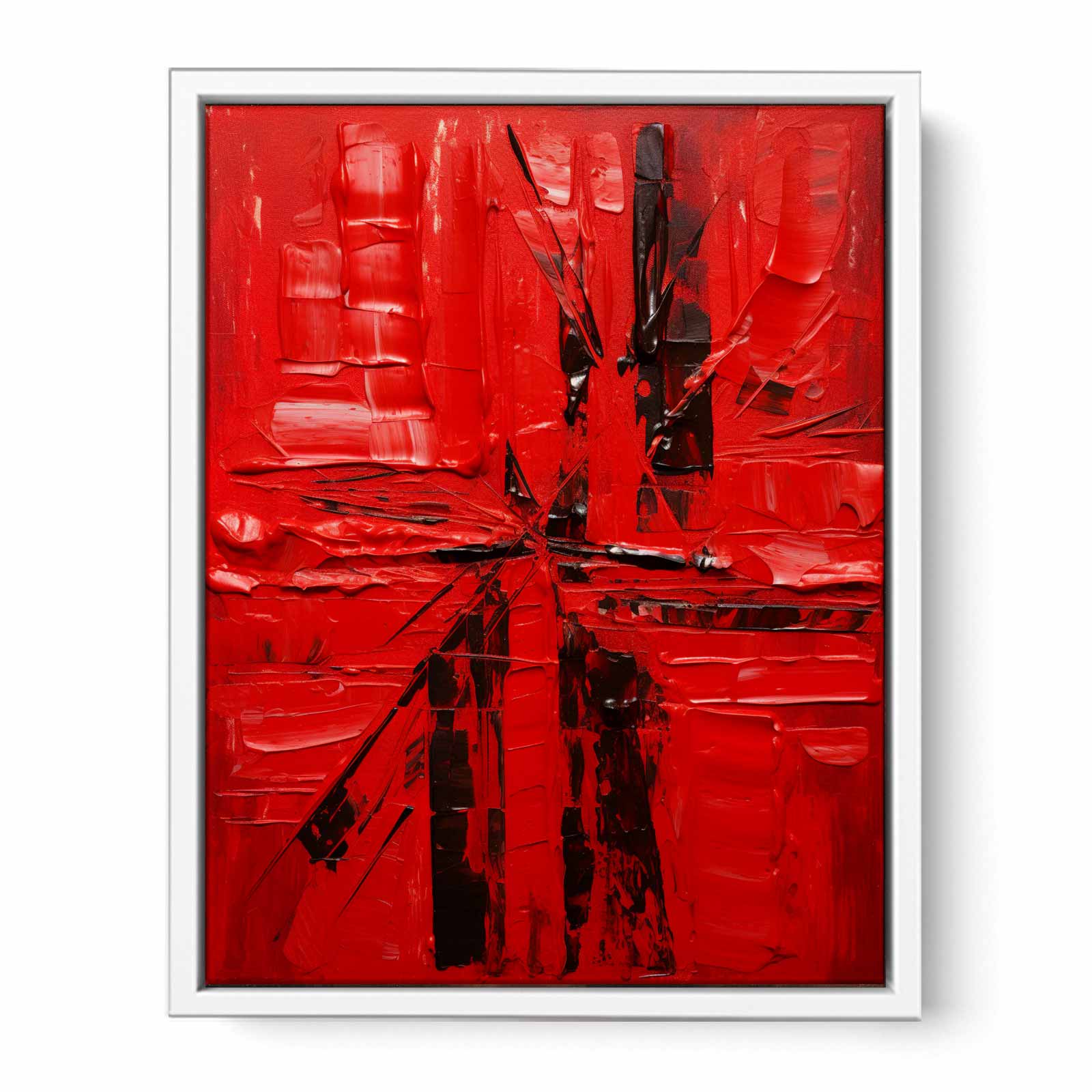 Knife Red Abstract Art palette knife painting-5