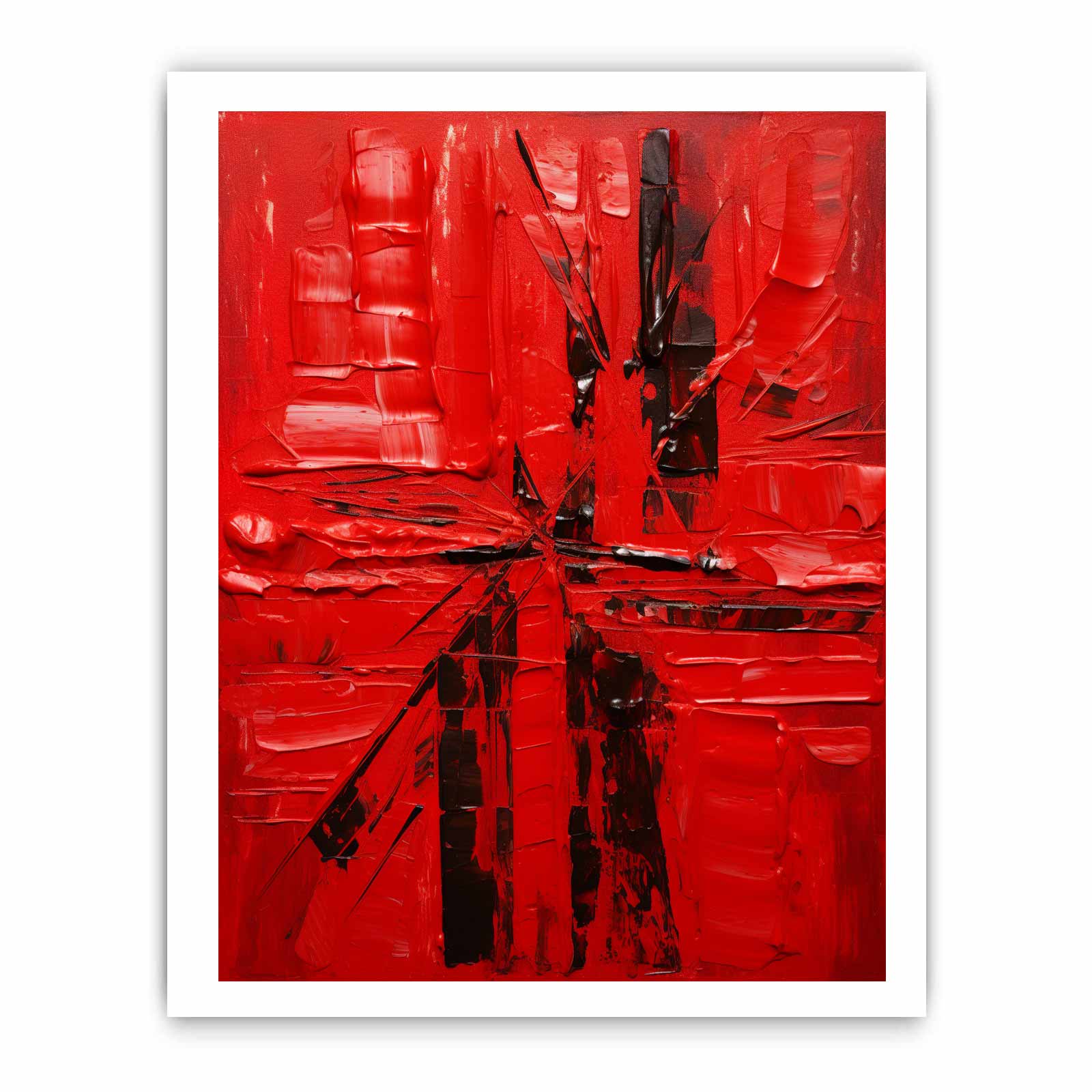 Knife Red Abstract Art palette knife painting-8