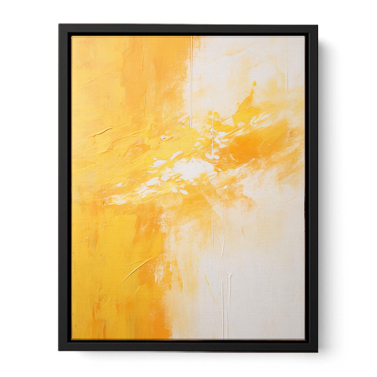Yellow White Abstract Painting Canvas Art Print-4