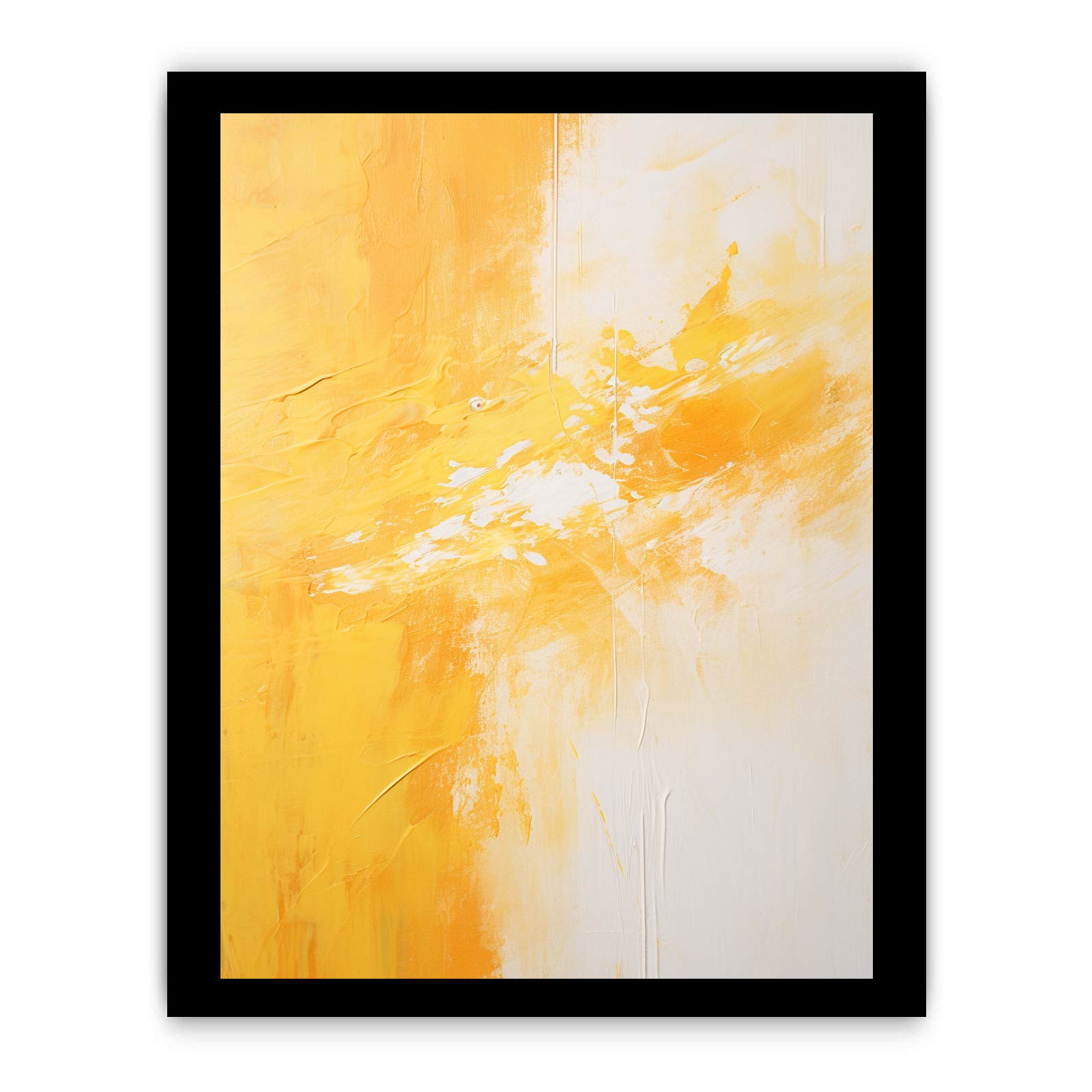 Yellow White Abstract Painting Canvas Art Print-7
