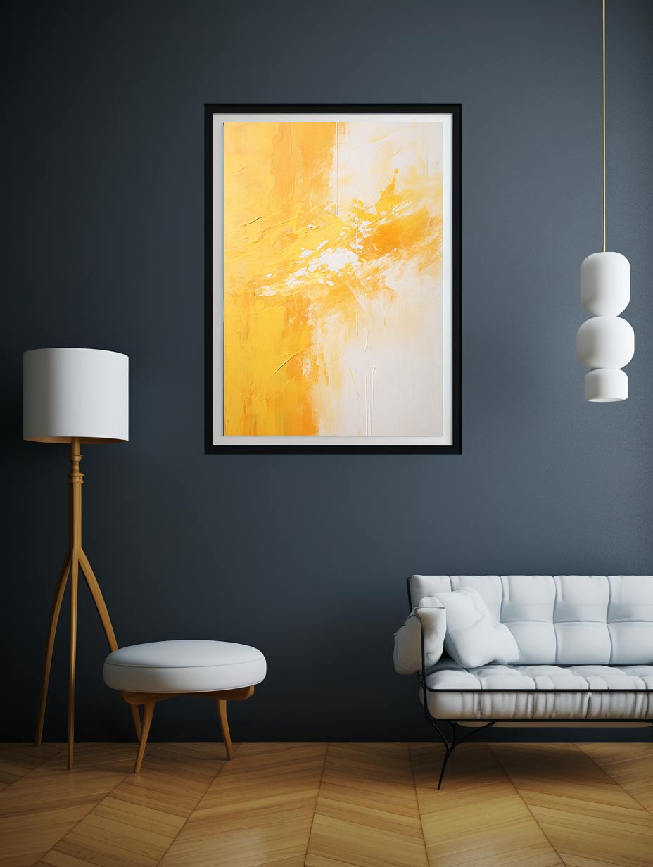 Yellow White Abstract Painting Canvas Art Print-2