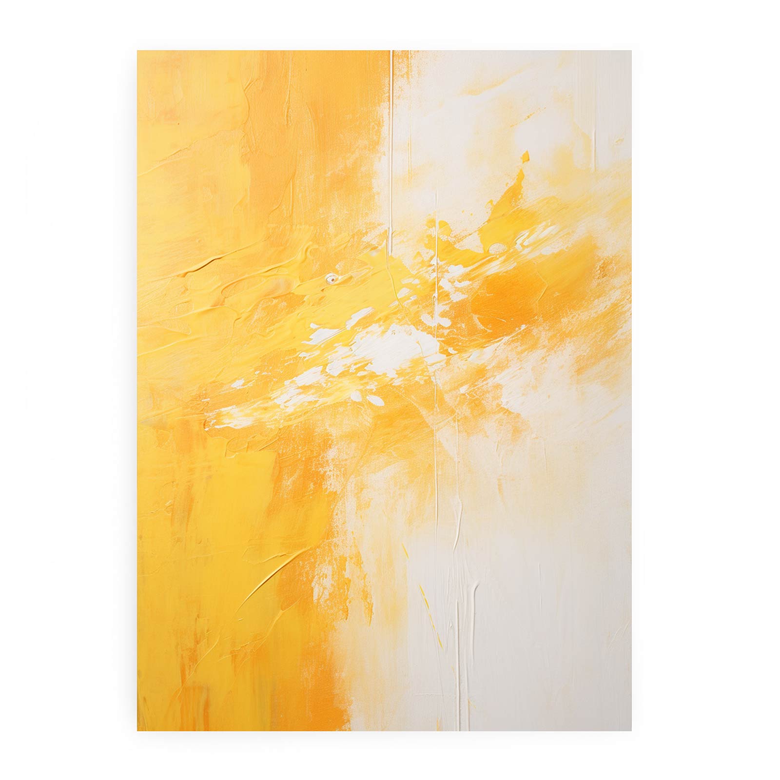 Yellow White Abstract Painting Canvas Art Print-0