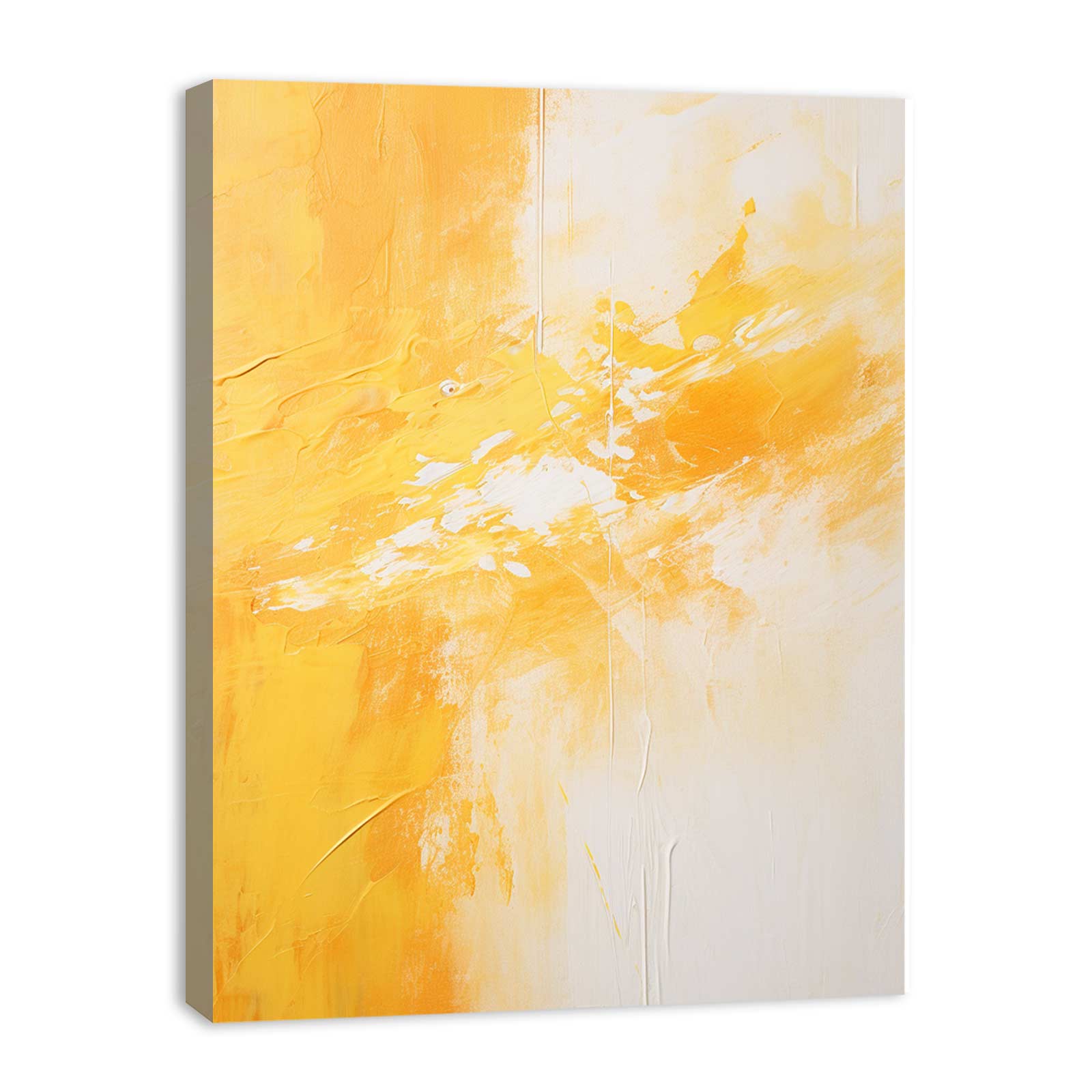 Yellow White Abstract Painting Canvas Art Print-3