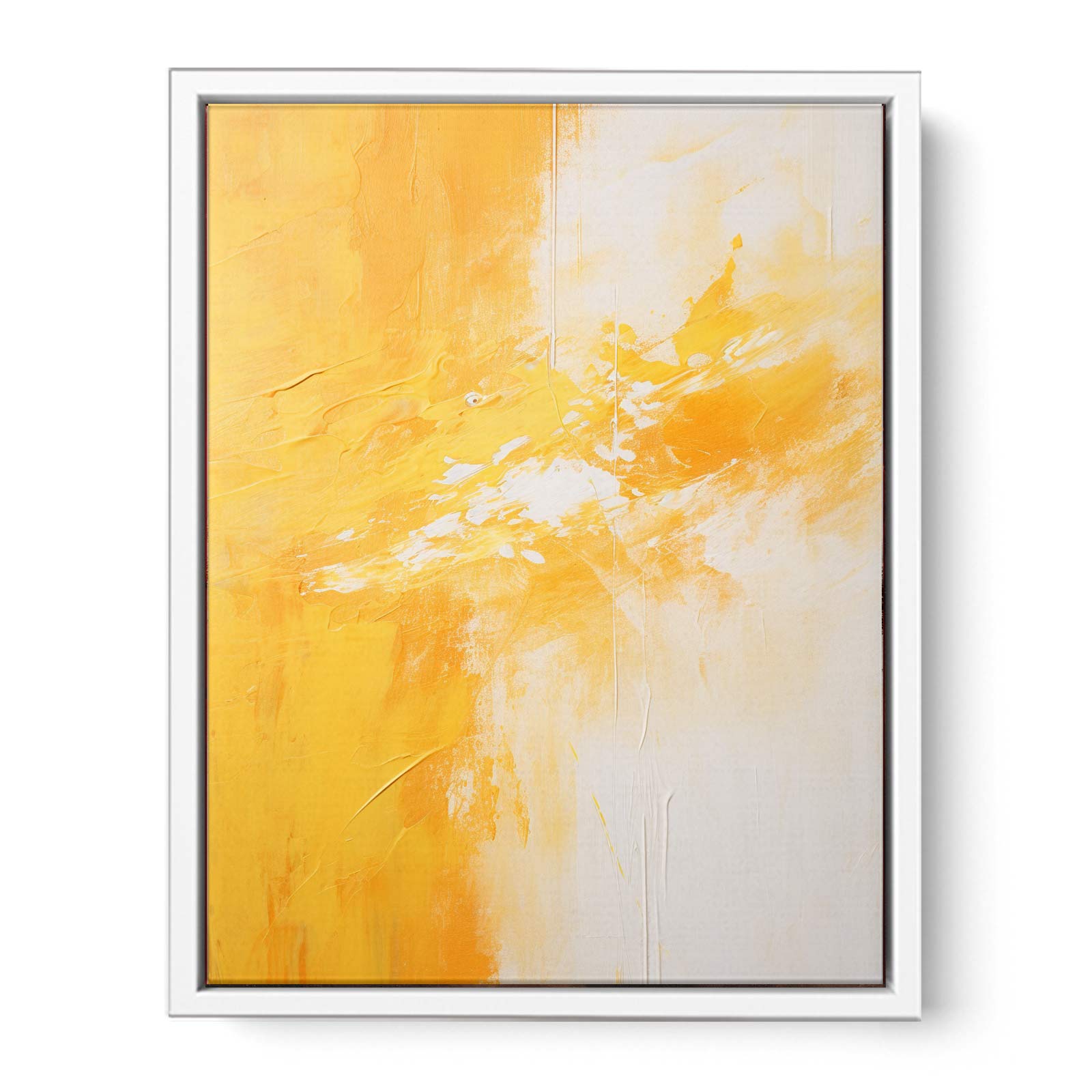 Yellow White Abstract Painting Canvas Art Print-5