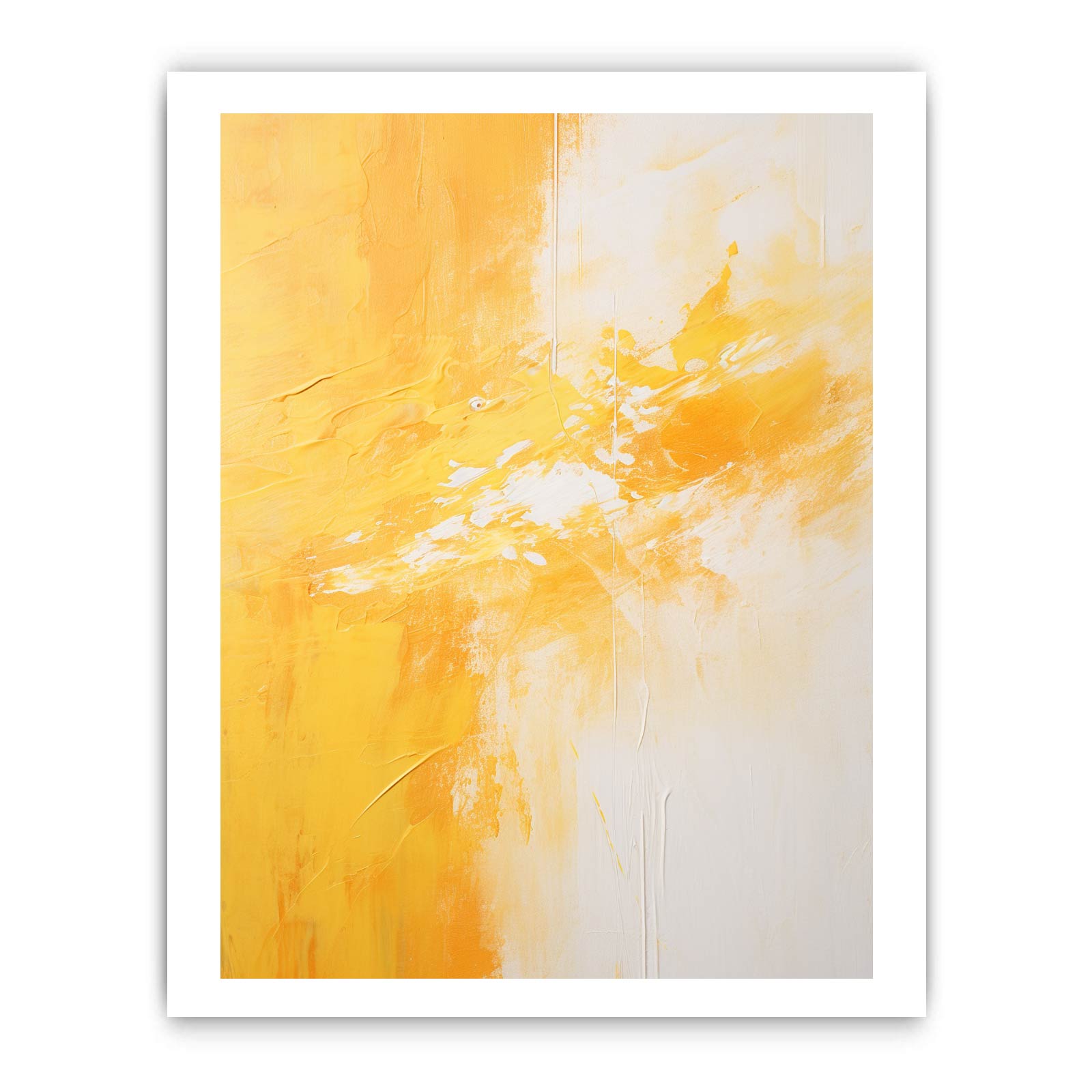 Yellow White Abstract Painting Canvas Art Print-8
