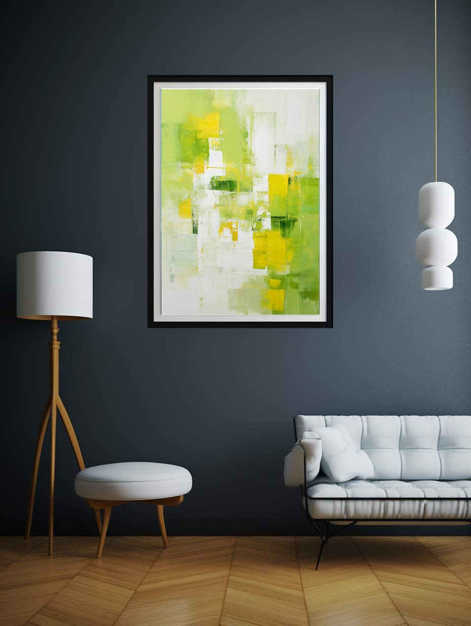 Abstract Painting Green Yellow Canvas Art Print-2