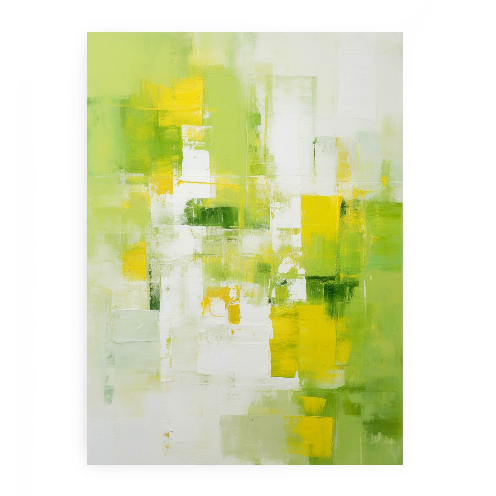 Abstract Painting Green Yellow Canvas Art Print-0