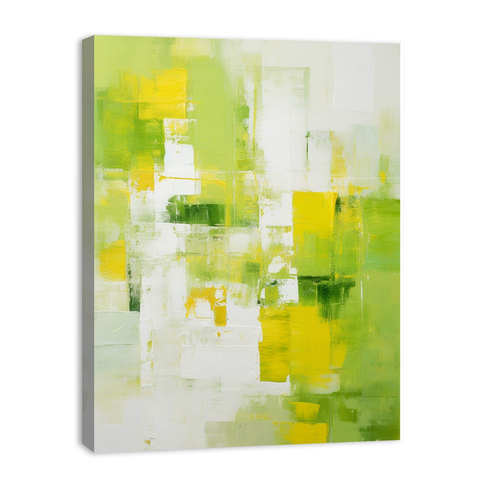 Abstract Painting Green Yellow Canvas Art Print-3