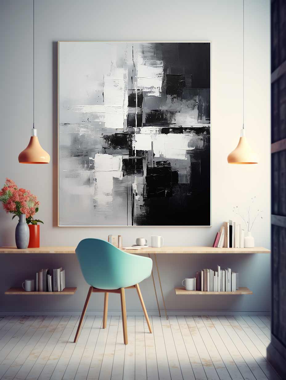 Abstract Black And Grey Painting Canvas Art Print-1