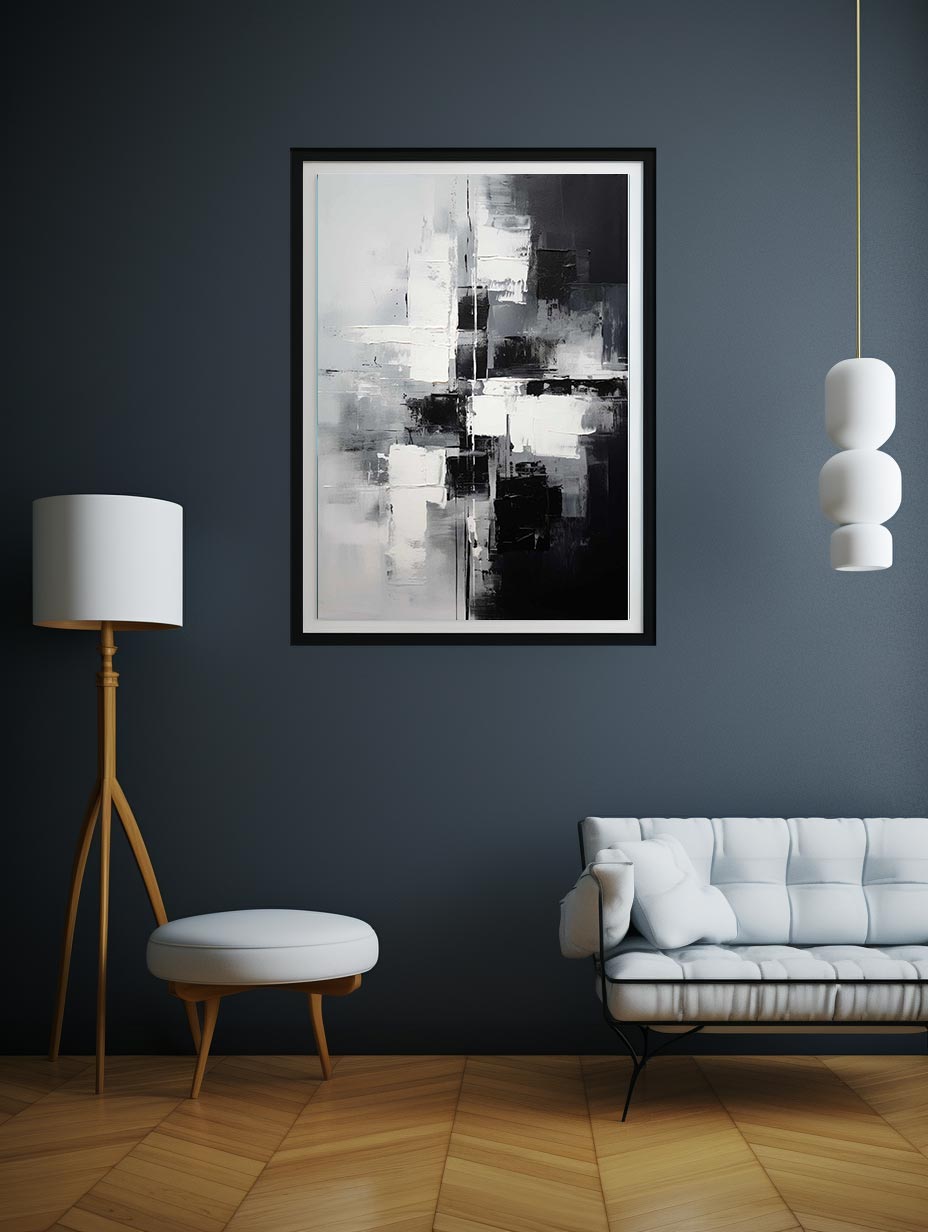 Abstract Black And Grey Painting Canvas Art Print-2