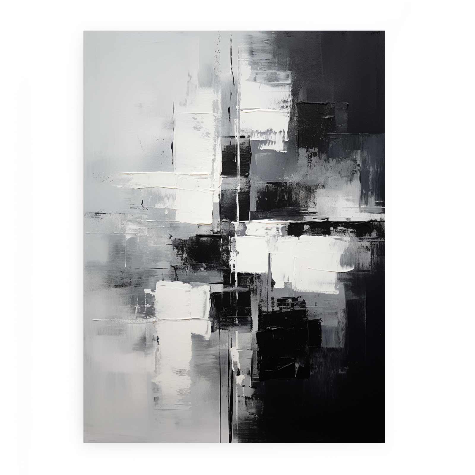 Abstract Black And Grey Painting Canvas Art Print-0