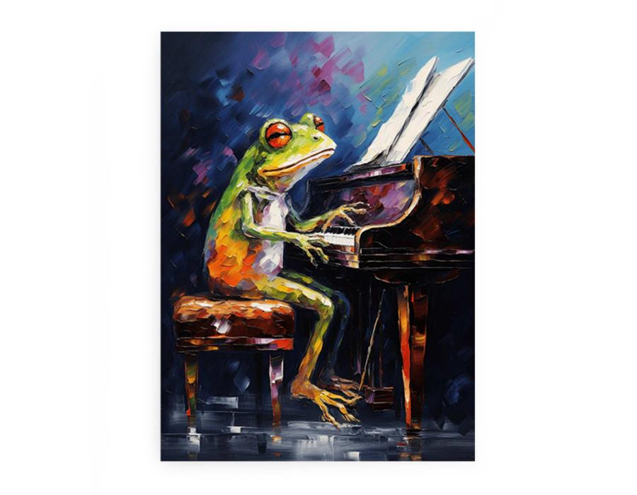 Frog Piano Modern Art Canvas Art Print-0