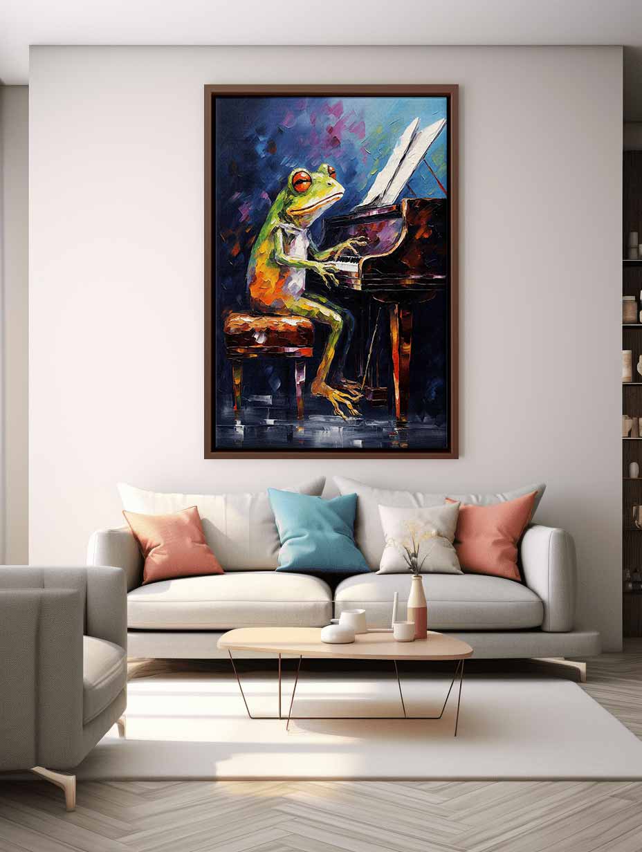 Frog Piano Modern Art Canvas Art Print-1