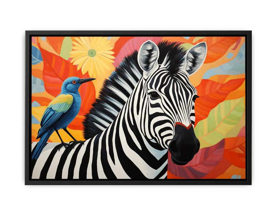 Zebra Bird Modern Art Canvas Art Print-4