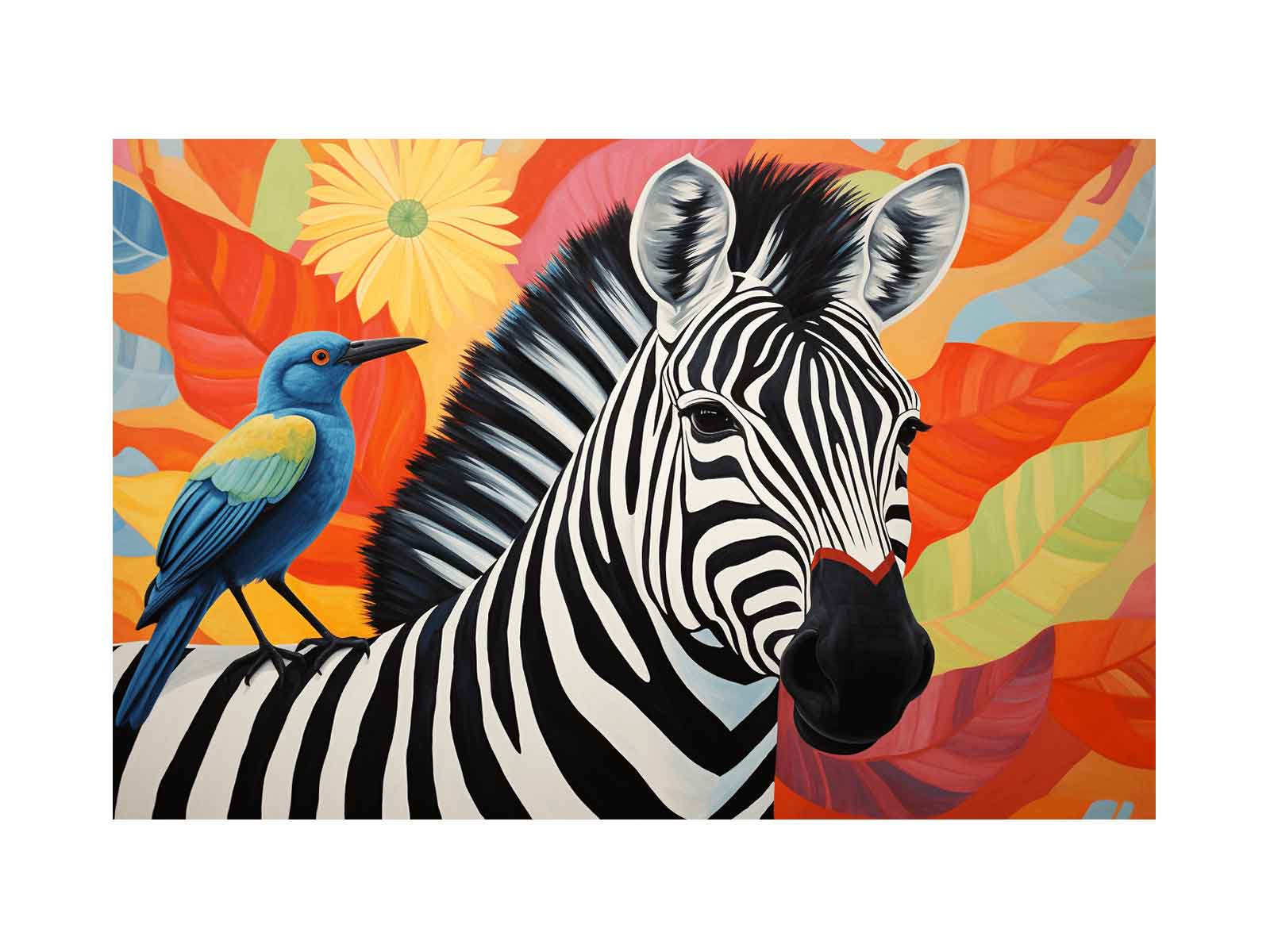 Zebra Bird Modern Art Canvas Art Print-0