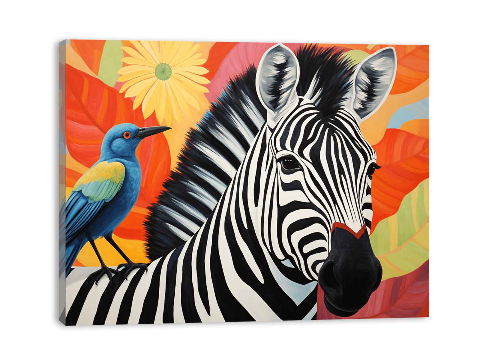 Zebra Bird Modern Art Canvas Art Print-3