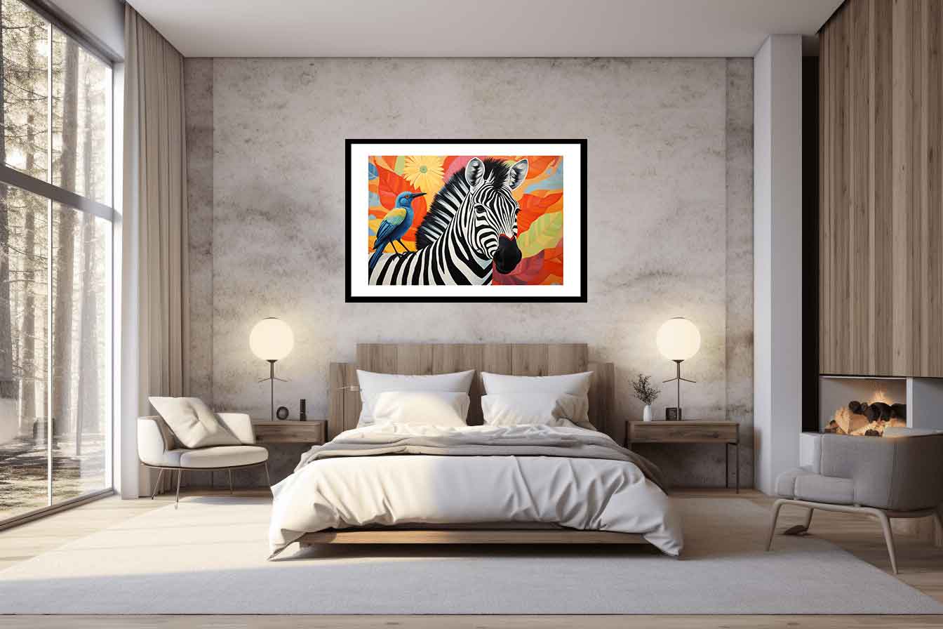 Zebra Bird Modern Art Canvas Art Print-1