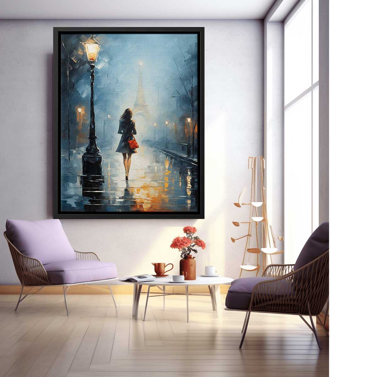 Girl Street Light Modern Canvas Art Print-2