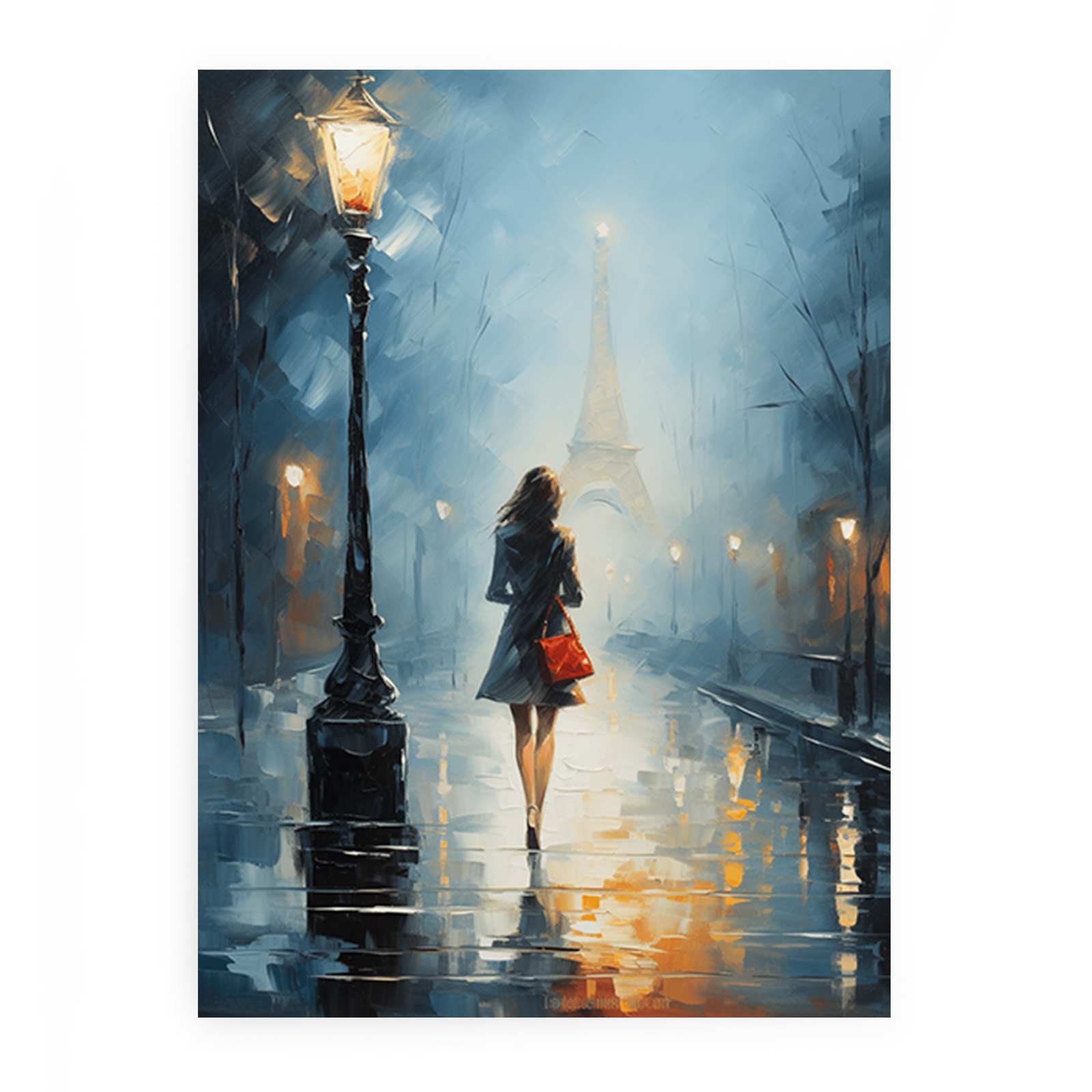 Girl Street Light Modern Canvas Art Print-0