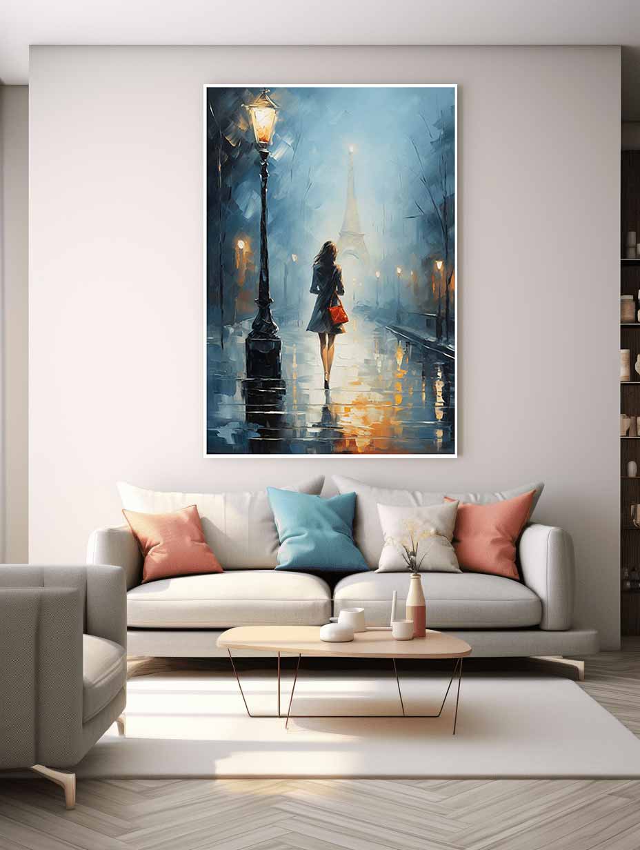 Girl Street Light Modern Canvas Art Print-1
