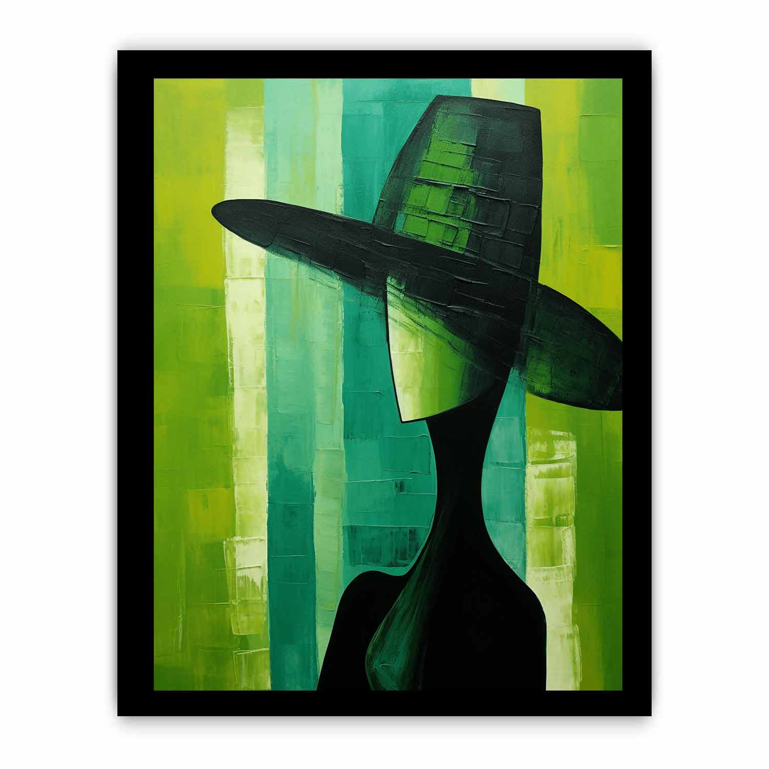 Green Hat Modern Women Art Canvas Art Print-7