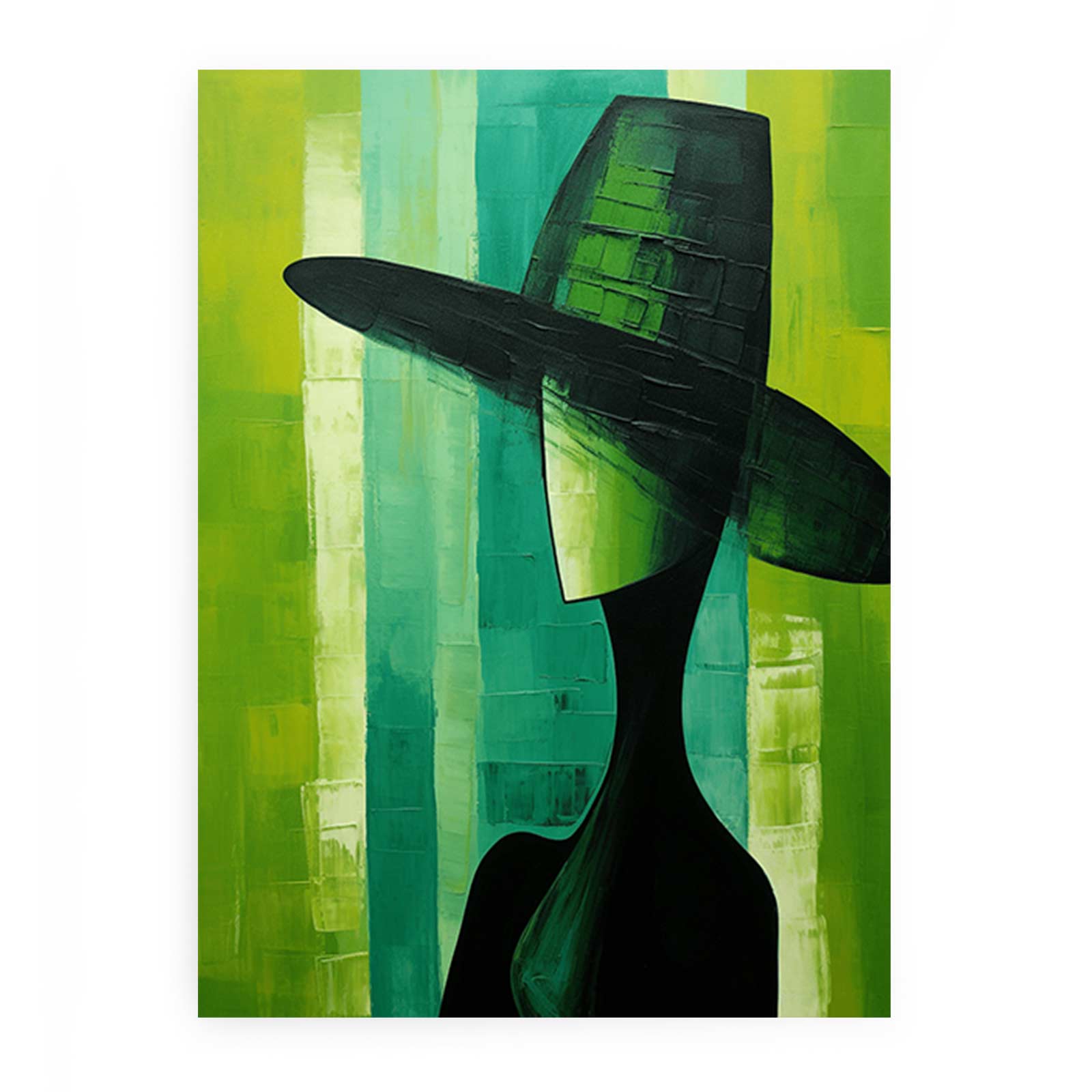 Green Hat Modern Women Art Canvas Art Print-0