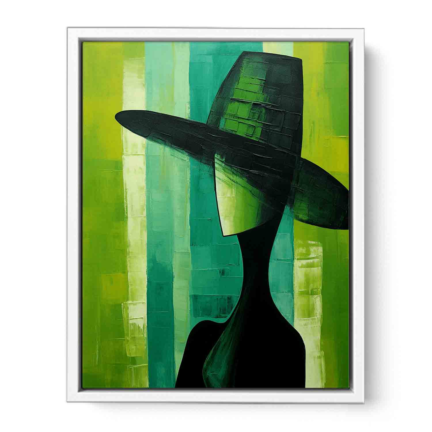 Green Hat Modern Women Art Canvas Art Print-5