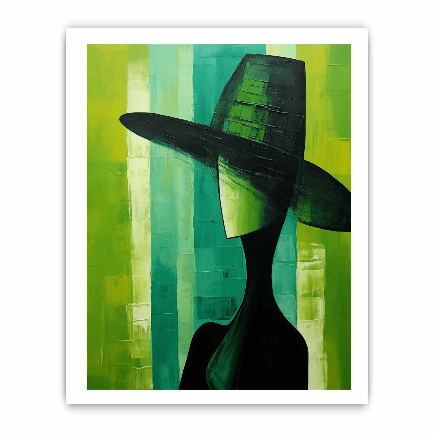 Green Hat Modern Women Art Canvas Art Print-8