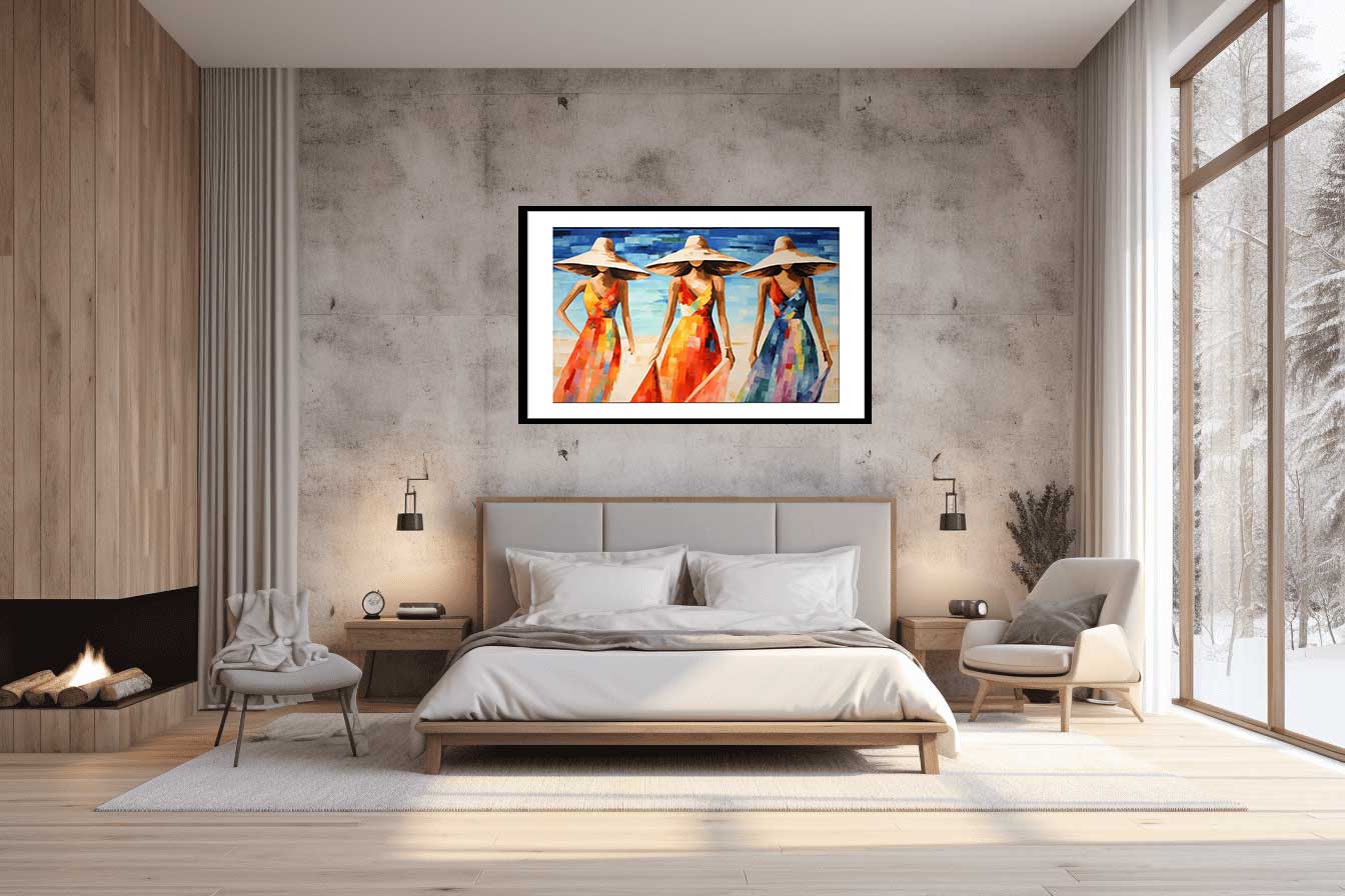 Modern Art Three Bikini Ladies Canvas Art Print-1