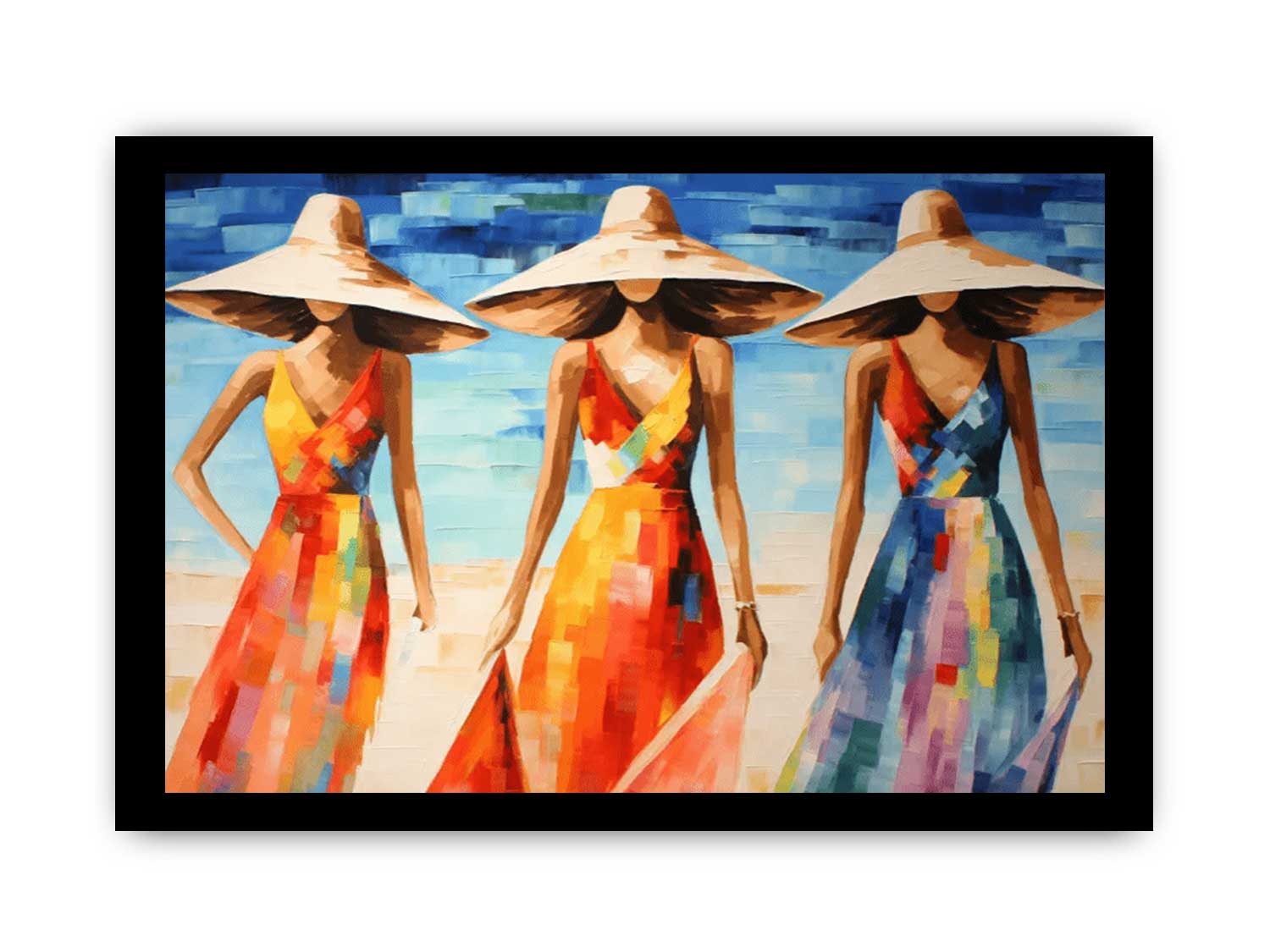 Modern Art Three Bikini Ladies Canvas Art Print-7
