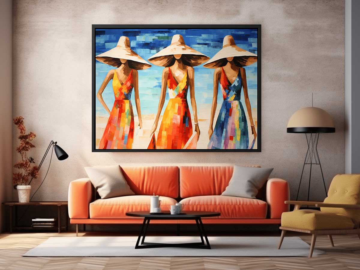 Modern Art Three Bikini Ladies Canvas Art Print-2