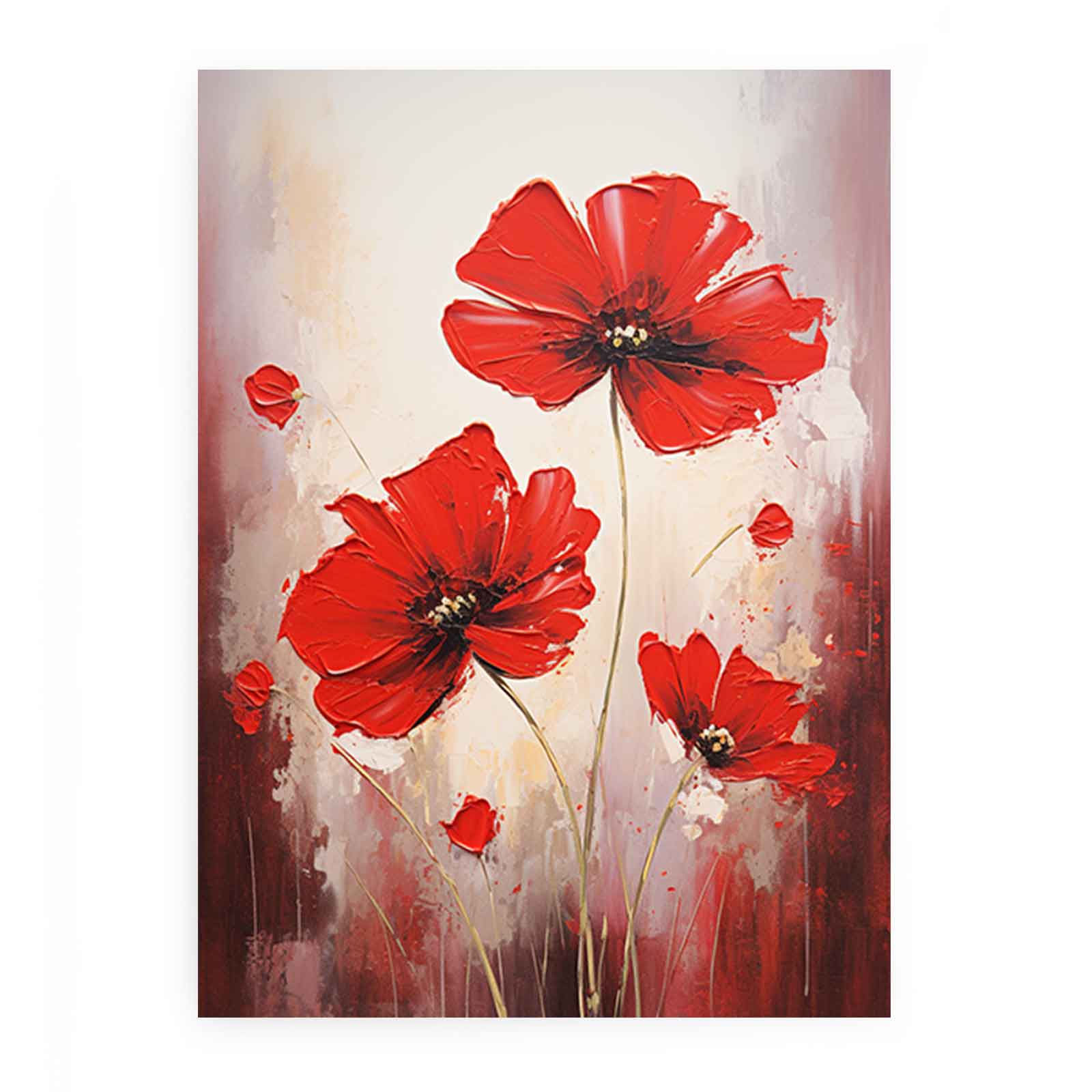 Red Flowers Canvas Painting-0