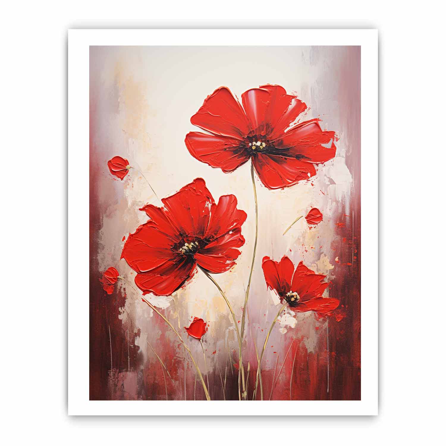 Red Flowers Canvas Painting-8