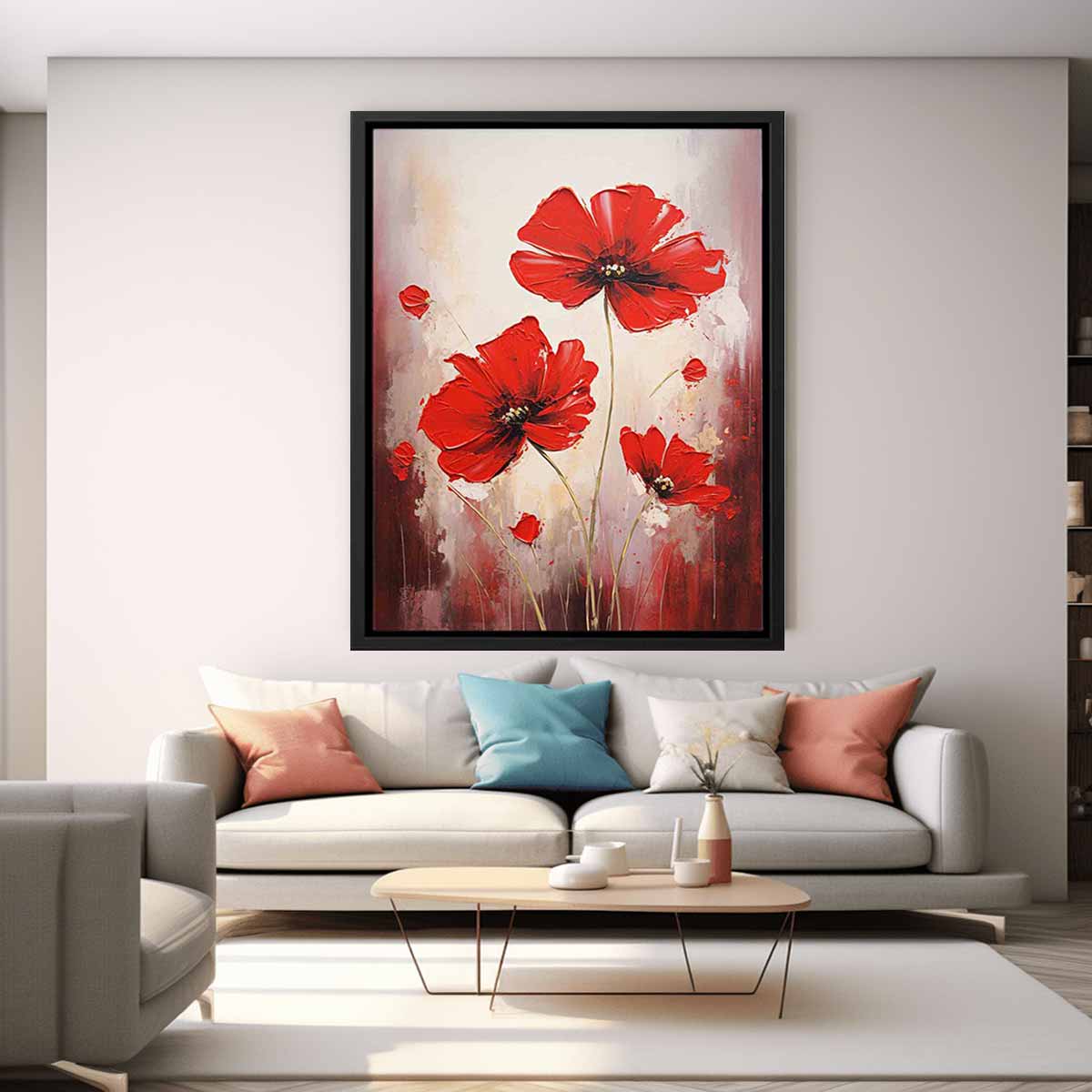 Red Flowers Canvas Painting-2